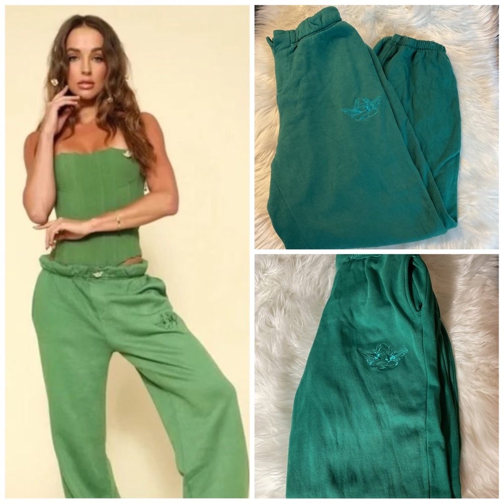 Boys Lie Josh Grunfeld Vintage Sweatpants in Emerald Green - Picture 2 of 8